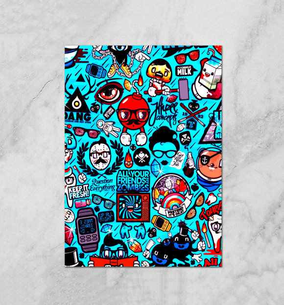 Плакат с изображением Стикербомбинг цвета Белый