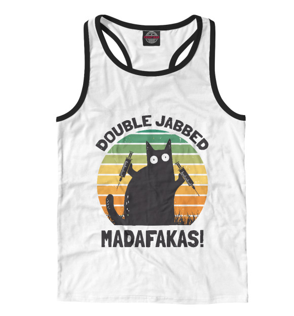 Мужская майка-борцовка с изображением Двойная вакцина цвета Белый