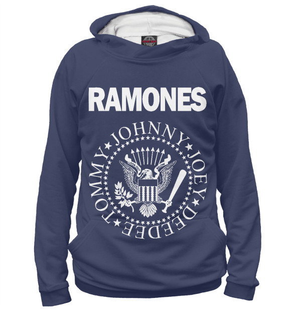 Мужское худи с изображением Ramones цвета Белый