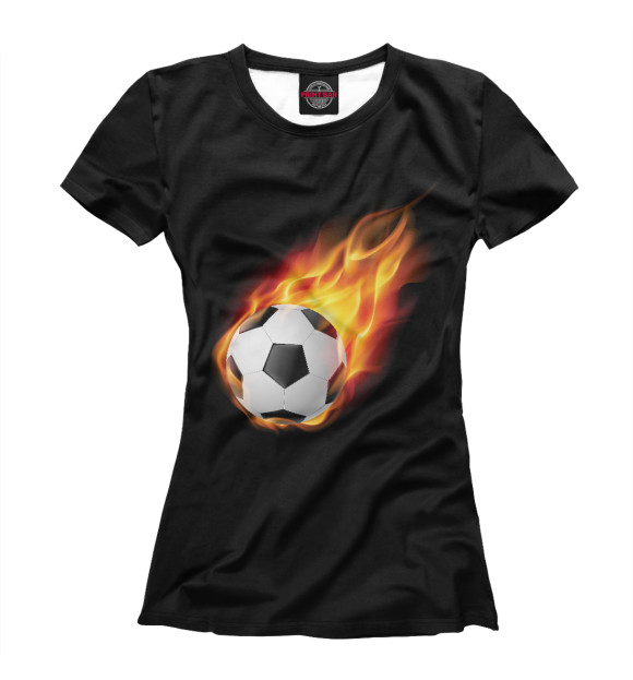Женская футболка с изображением Огненный мяч цвета Белый
