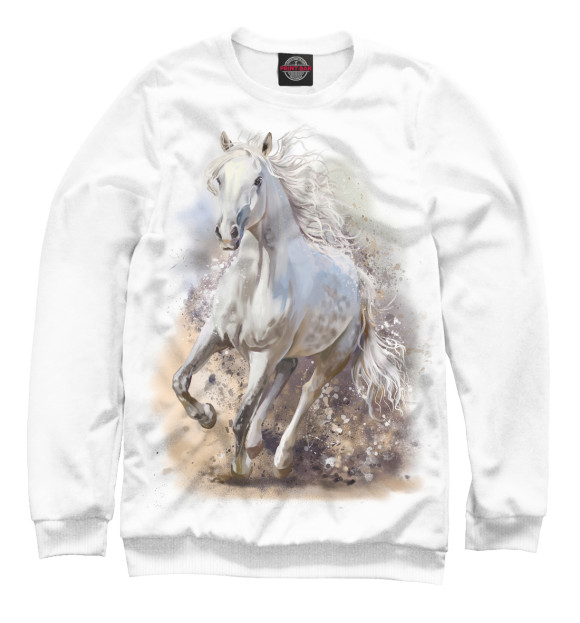 Свитшот для девочек с изображением Белая лошадь цвета Белый
