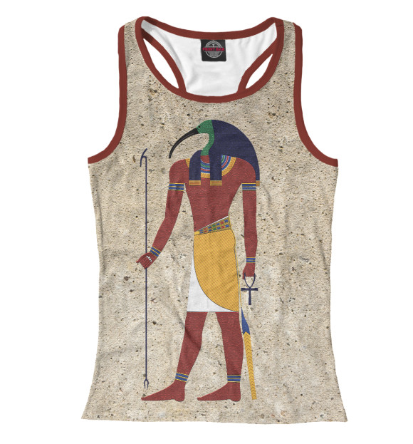Женская майка-борцовка с изображением Бог Тот. Египет. цвета Белый