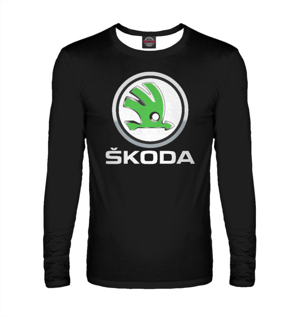 Мужской лонгслив с изображением Skoda цвета Белый