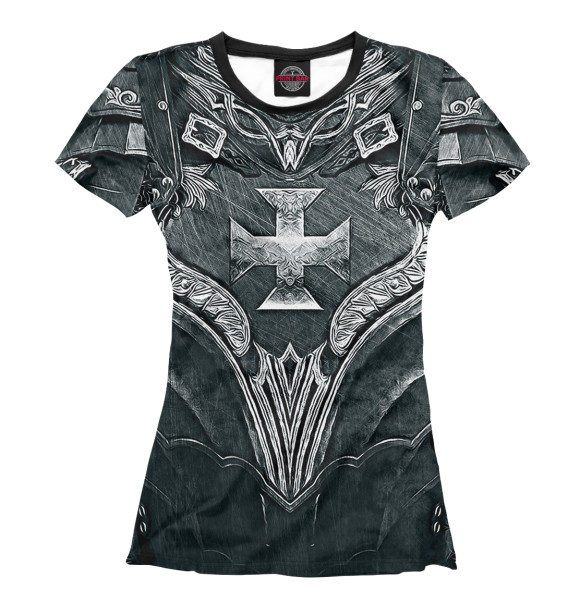 Женская футболка с изображением Доспехи цвета Белый