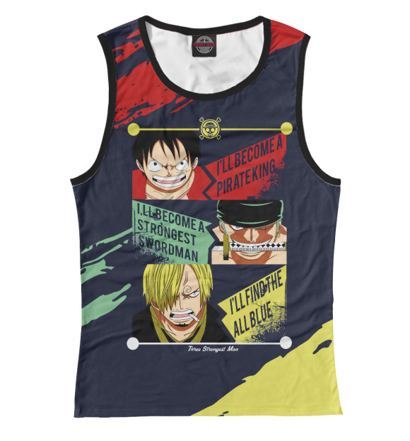 Майка для девочки с изображением One Piece Большой куш цвета Белый