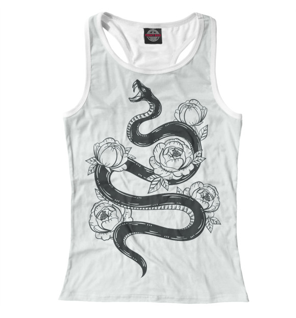 Женская майка-борцовка с изображением Змея цвета Белый