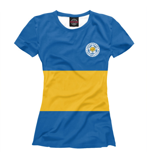 Женская футболка с изображением Leicester City Blue&Yellow цвета Белый
