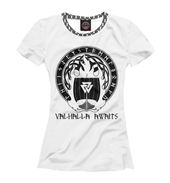 Футболка для девочек с изображением Valhalla Awaits цвета Белый
