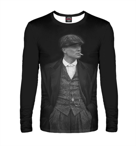 Мужской лонгслив с изображением Острые козырьки - семейная эпопея гангстеров цвета Белый