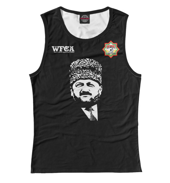 Женская майка с притом Ахмат Кадыров цвета Белый Женская майка с изображением Ахмат Кадыров цвета Белый