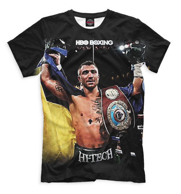 Мужская футболка с изображением Василий Ломаченко цвета Черный