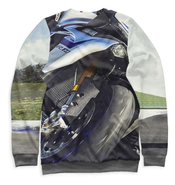 Мужской свитшот с изображением Мотоциклист цвета Белый