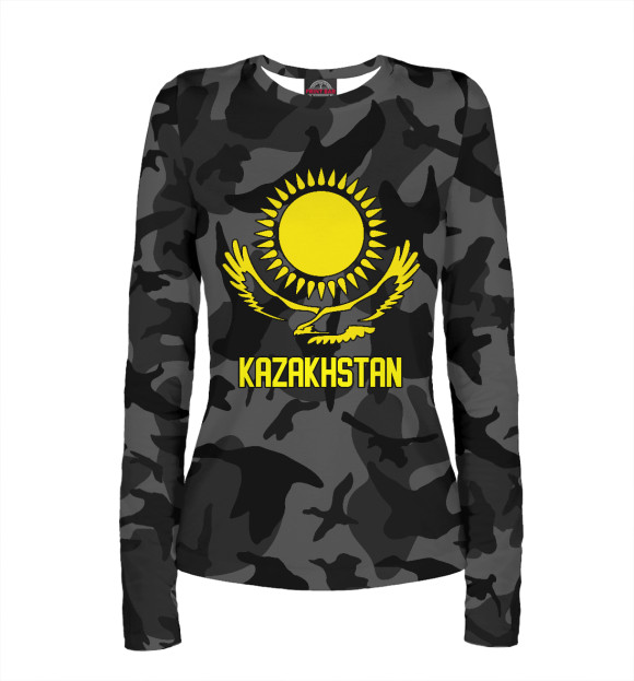 Женский лонгслив с изображением Kazakhstan цвета Белый