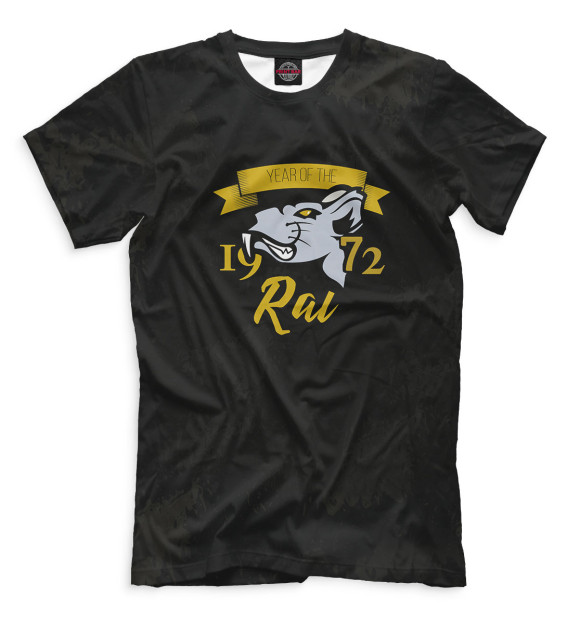 Мужская футболка с изображением Год крысы — 1972 цвета Черный