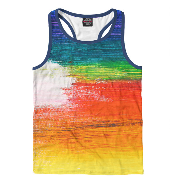 Мужская майка-борцовка с изображением Радужный холст цвета Белый