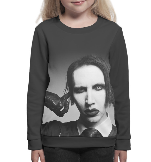 Свитшот для девочек с изображением Mаrilyn Manson цвета Белый