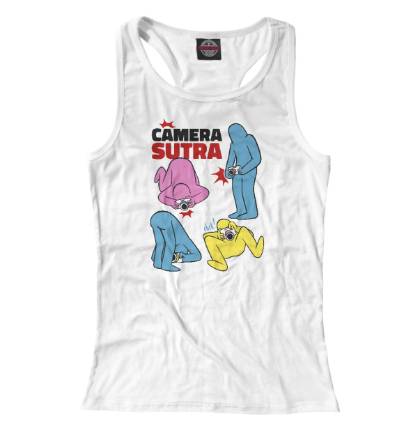 Женская майка-борцовка с притом Camera Sutra цвета Белый Женская майка-борцовка с изображением Camera Sutra цвета Белый