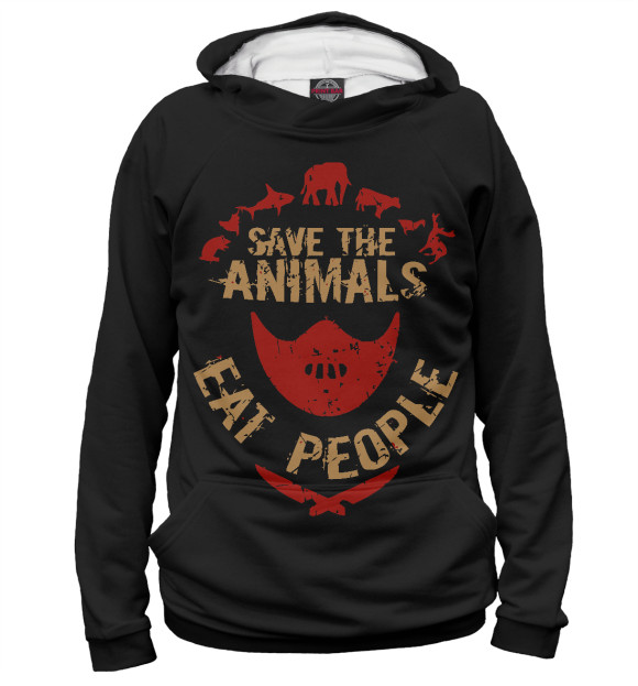 Женское худи с изображением Eat People цвета Белый