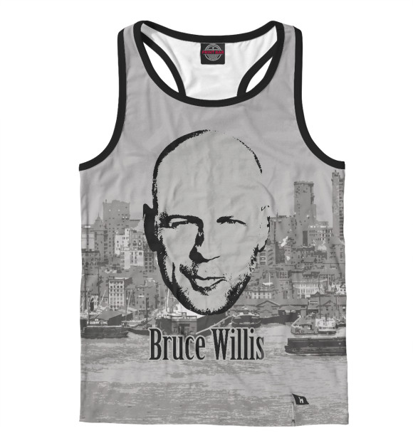 Мужская майка-борцовка с изображением Bruce Willis цвета Белый