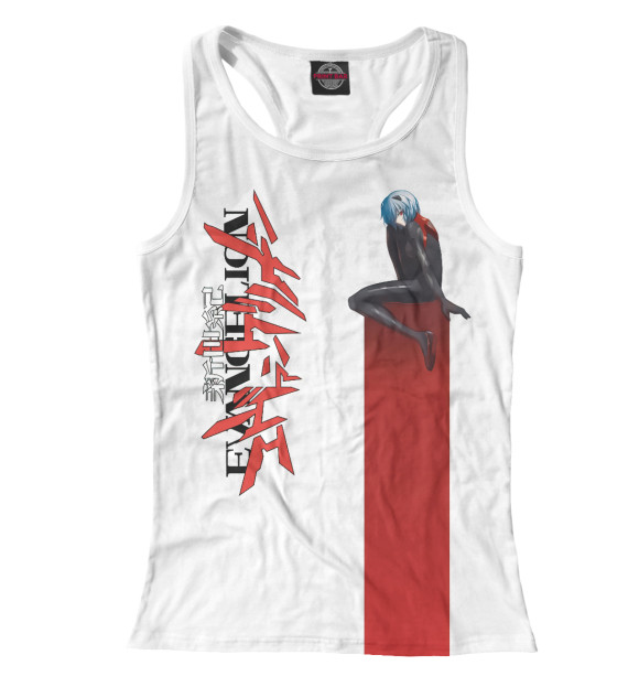 Женская майка-борцовка с изображением Евангелион цвета Белый