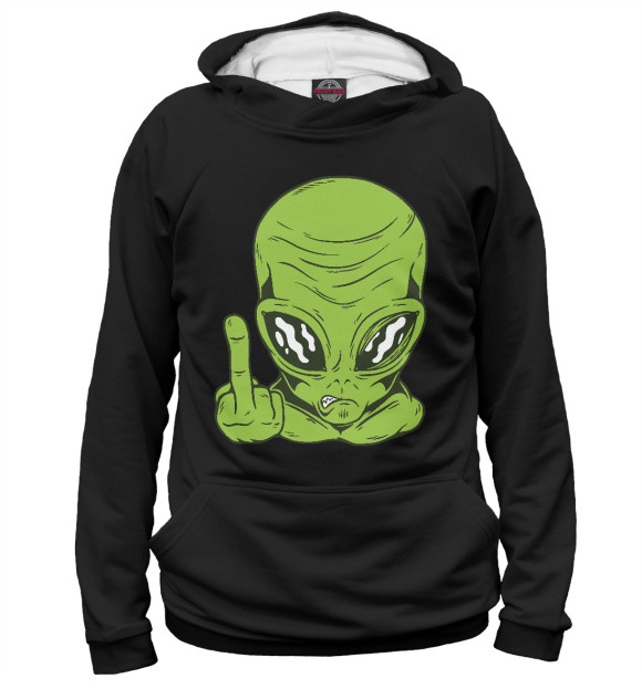 Мужское худи с изображением Alien fuck off цвета Белый