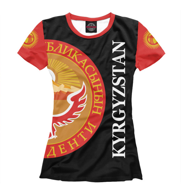Женская футболка с изображением Киргизстан цвета Белый