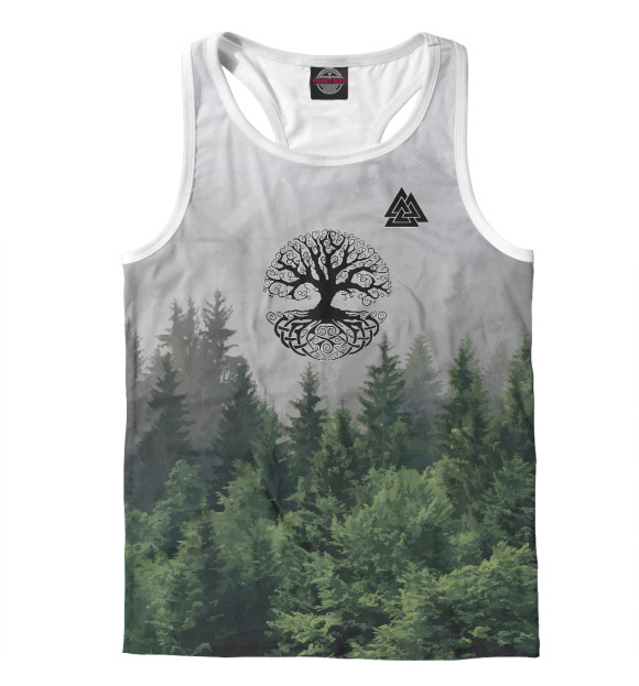 Мужская майка-борцовка с изображением Славянские символы цвета Белый