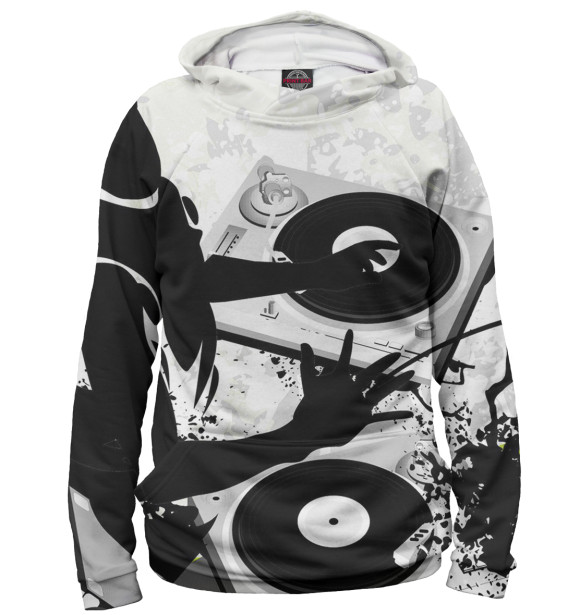 Мужское худи с изображением Electronic цвета Белый