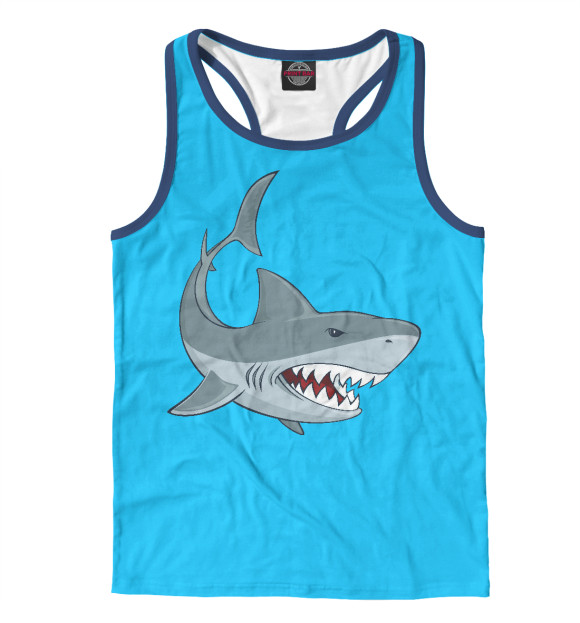 Мужская майка-борцовка с изображением Акула цвета Белый