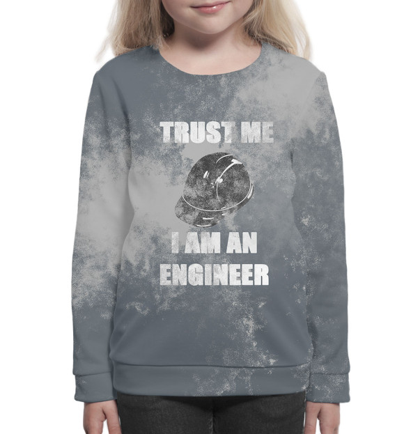 Свитшот для девочек с изображением Инженер цвета Белый