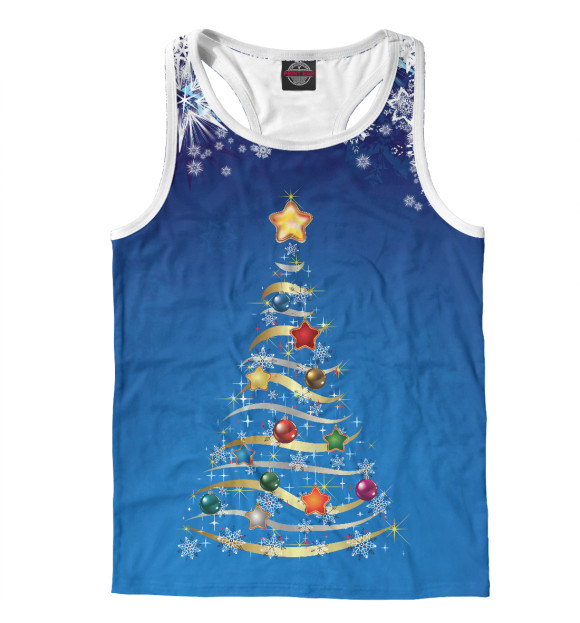 Мужская майка-борцовка с изображением Новогодняя ёлочка цвета Белый