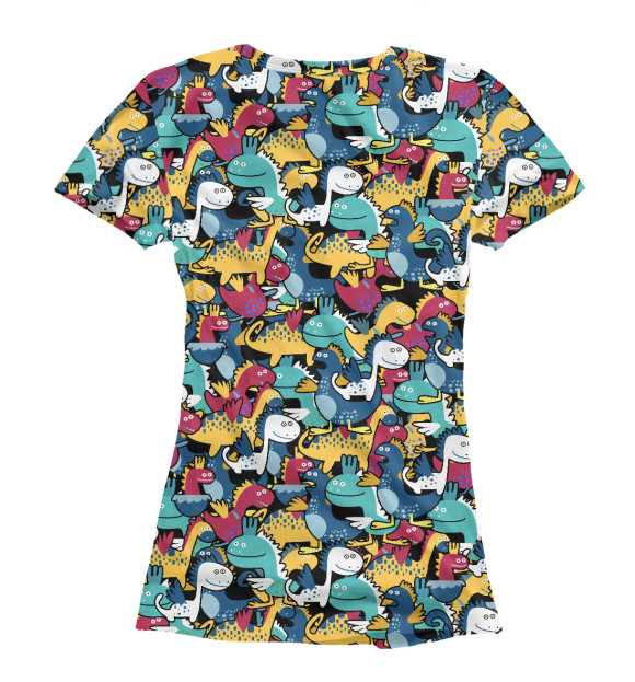 Футболка для девочек с изображением Мультяшные динозавры цвета Белый