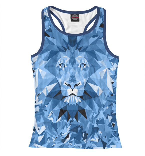 Женская майка-борцовка с изображением Сине-бело-голубой лев цвета Белый