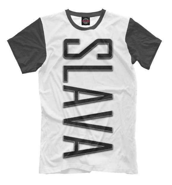 Мужская футболка с изображением Slava-carbon цвета Молочно-белый