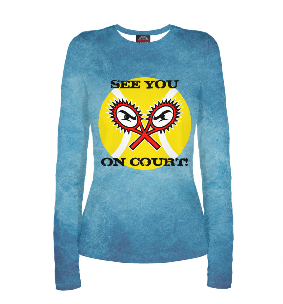 Женский лонгслив с изображением See you on court Tennis цвета Белый