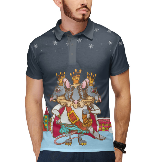 Мужское поло с изображением Мышиный король цвета Белый