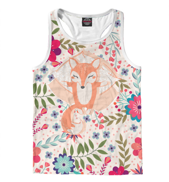Мужская майка-борцовка с изображением Лисичка в цветах цвета Белый