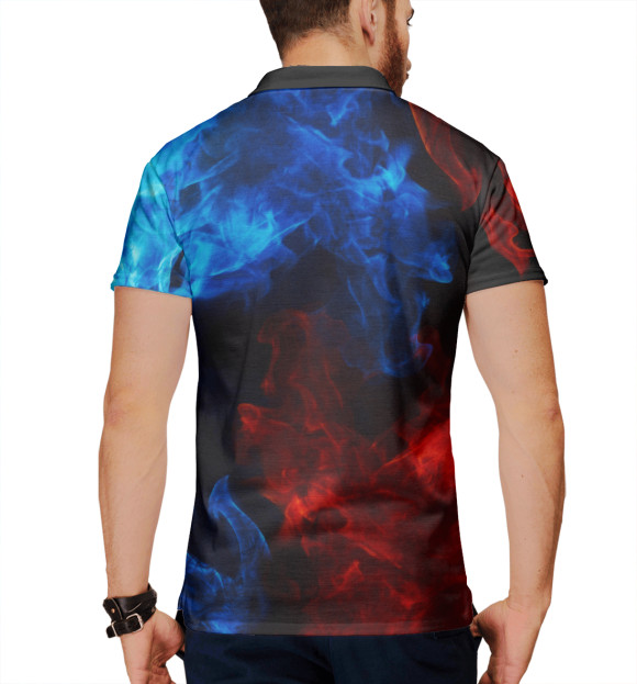 Мужское поло с изображением Битва огней цвета Белый