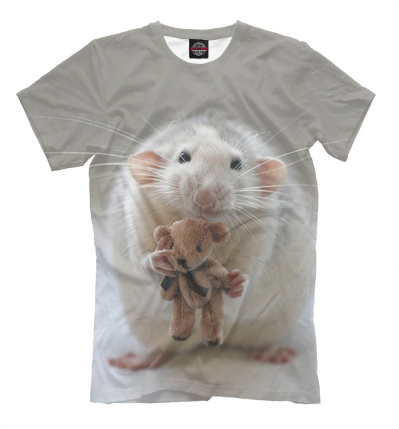 Мужская футболка с изображением Крыса цвета Серый