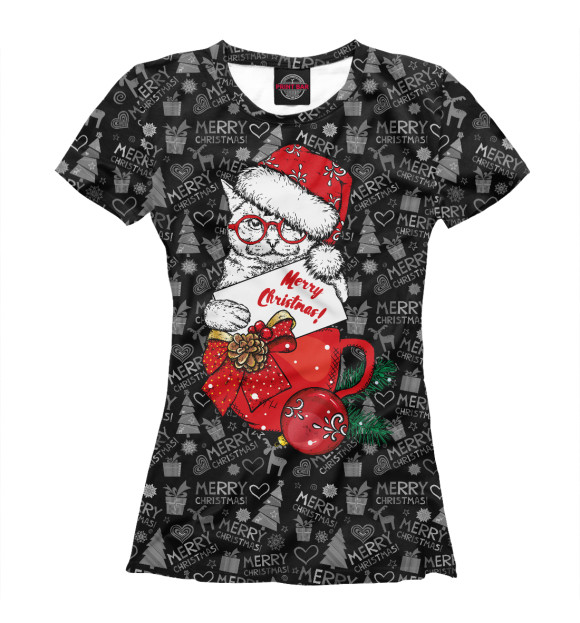 Женская футболка с изображением Merry christmas цвета Белый