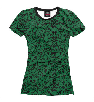 Женская футболка Abstract Wolf Green