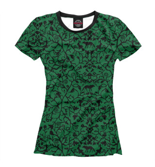 Женская футболка Abstract Wolf Green