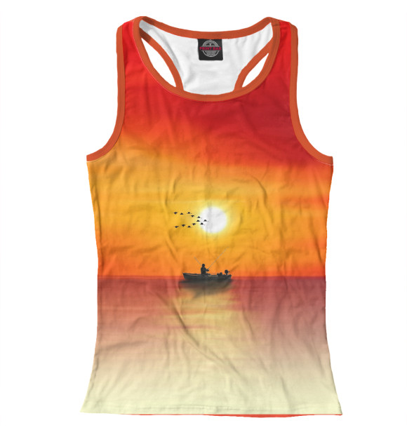 Женская майка-борцовка с изображением Красный закат цвета Белый