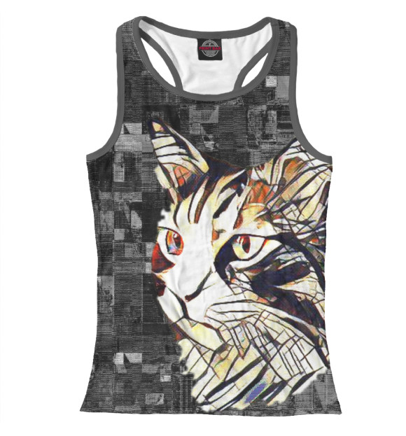 Женская майка-борцовка с изображением Кот Барсик цвета Белый