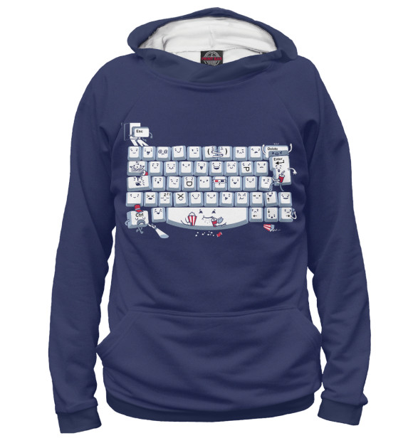 Мужское худи с изображением Keyboard Fun цвета Белый
