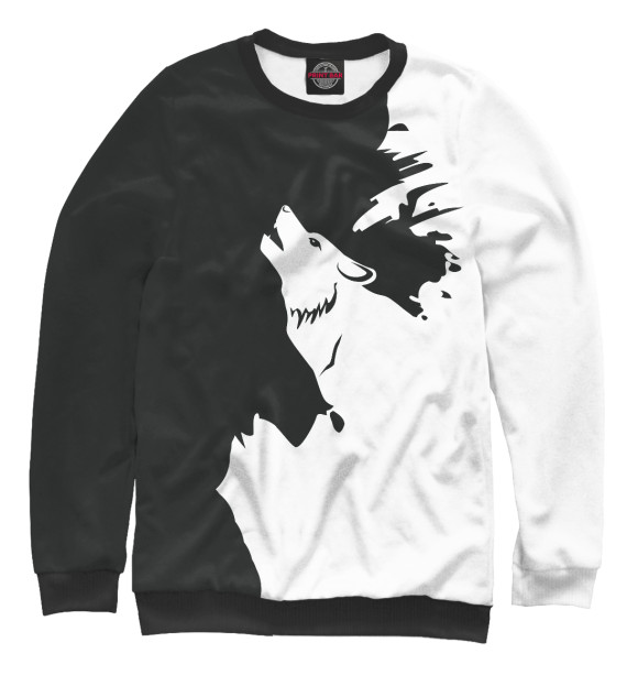 Свитшот для девочек с изображением Волк цвета Белый