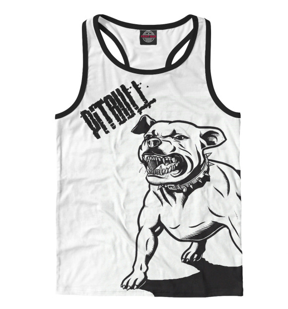 Мужская майка-борцовка с изображением PITBULL цвета Белый