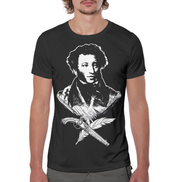 Мужская футболка с изображением Александр Пушкин цвета Белый