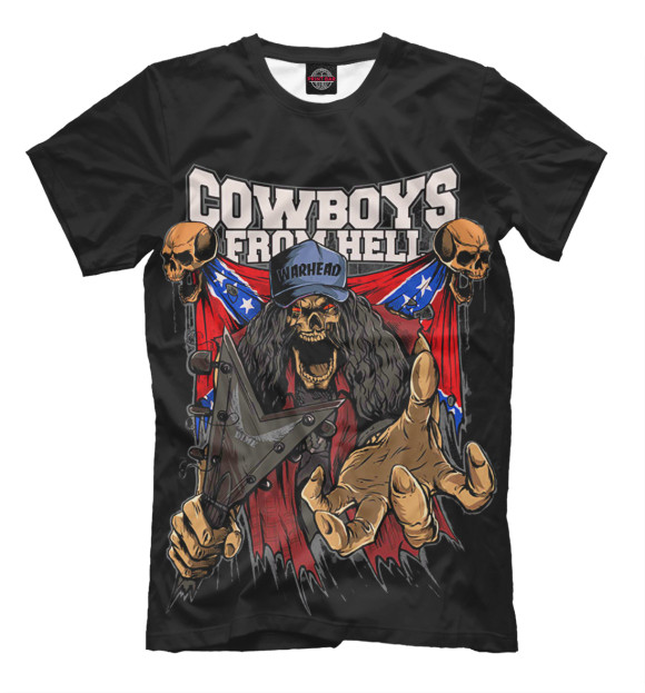 Мужская футболка с изображением Cowboys From Hell цвета Черный