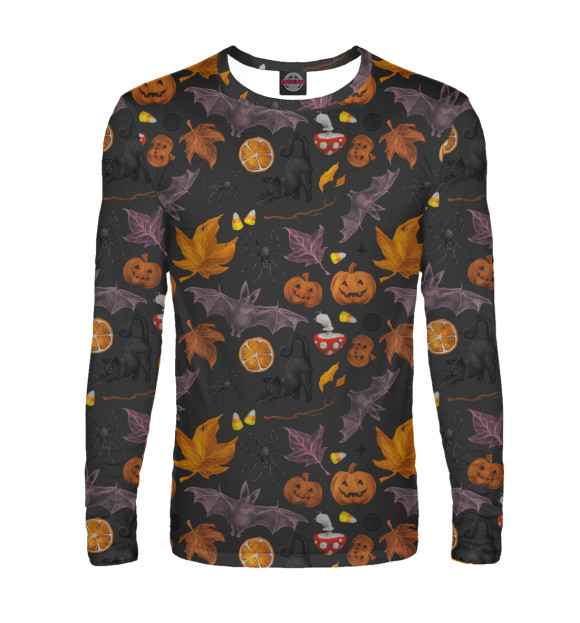 Мужской лонгслив с изображением Halloween - Autumn Holiday цвета Белый